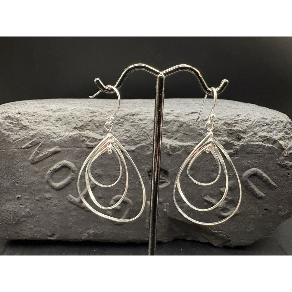 Movement Twist Circle Sterling Silver 925 Earrings Drops Modernist Hooks 2.78g